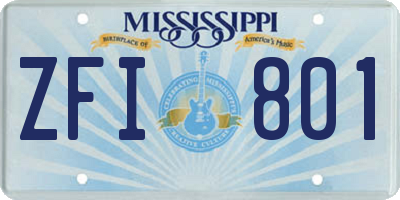 MS license plate ZFI801