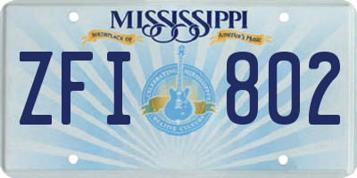 MS license plate ZFI802