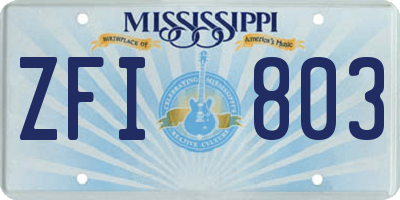 MS license plate ZFI803