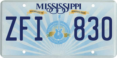 MS license plate ZFI830