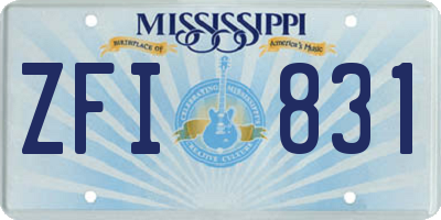 MS license plate ZFI831