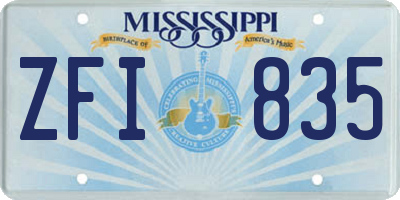 MS license plate ZFI835