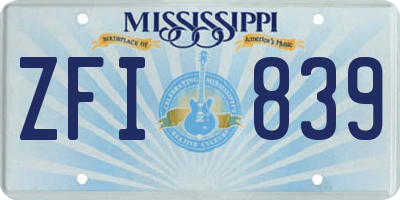 MS license plate ZFI839