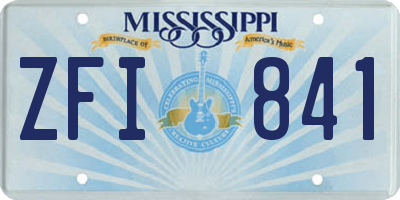 MS license plate ZFI841