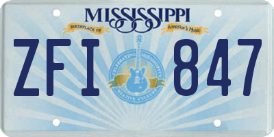 MS license plate ZFI847