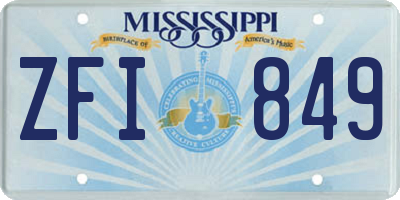 MS license plate ZFI849