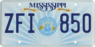 MS license plate ZFI850