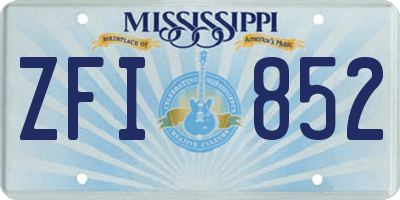 MS license plate ZFI852