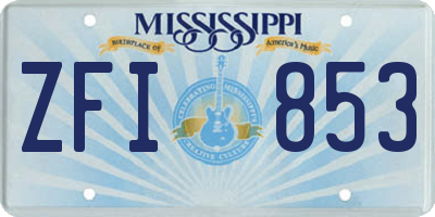 MS license plate ZFI853