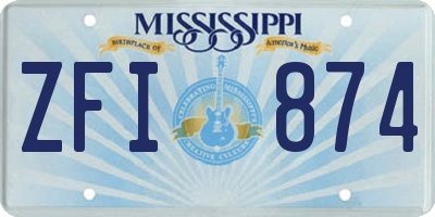 MS license plate ZFI874