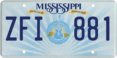 MS license plate ZFI881