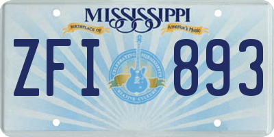 MS license plate ZFI893