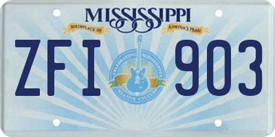 MS license plate ZFI903