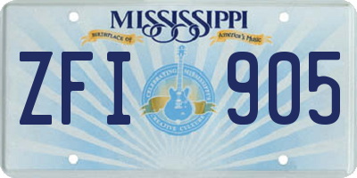MS license plate ZFI905