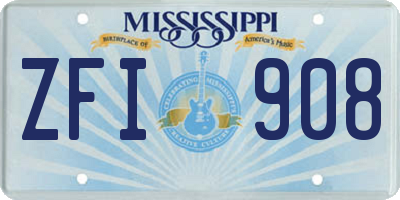 MS license plate ZFI908