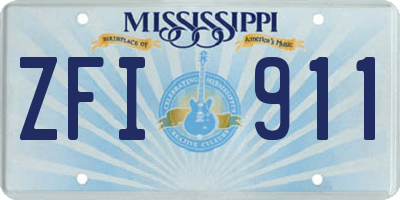 MS license plate ZFI911