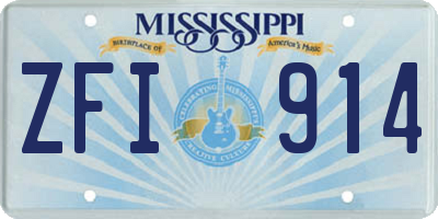 MS license plate ZFI914