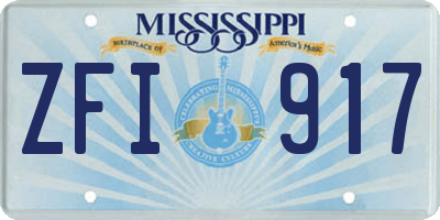 MS license plate ZFI917
