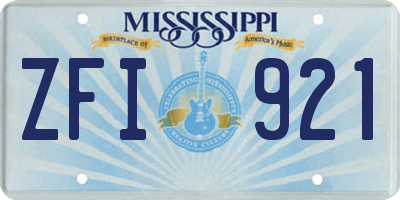 MS license plate ZFI921