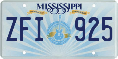 MS license plate ZFI925