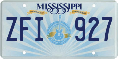 MS license plate ZFI927