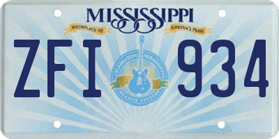 MS license plate ZFI934