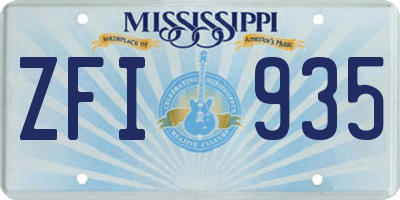 MS license plate ZFI935