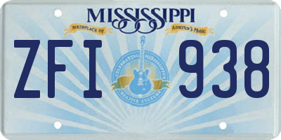 MS license plate ZFI938