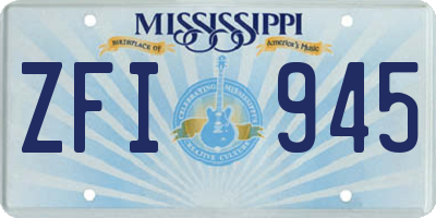 MS license plate ZFI945