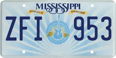 MS license plate ZFI953
