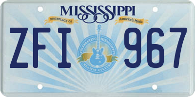 MS license plate ZFI967