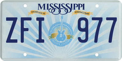 MS license plate ZFI977