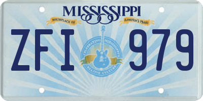 MS license plate ZFI979