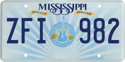 MS license plate ZFI982