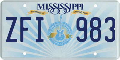 MS license plate ZFI983