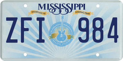 MS license plate ZFI984