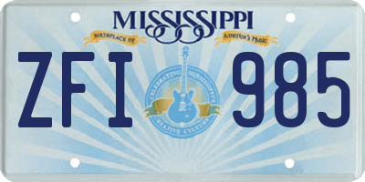 MS license plate ZFI985