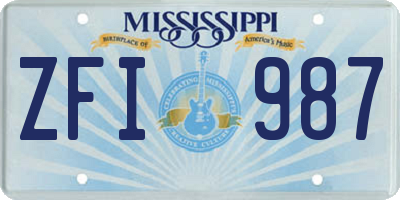 MS license plate ZFI987