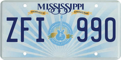 MS license plate ZFI990