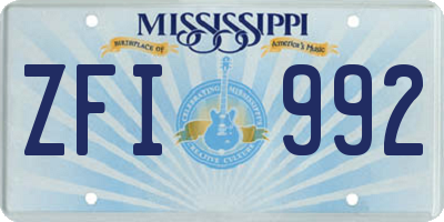 MS license plate ZFI992