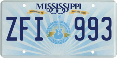 MS license plate ZFI993