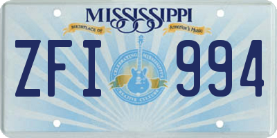 MS license plate ZFI994