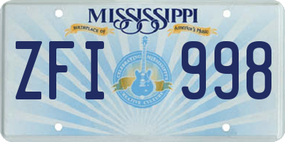 MS license plate ZFI998