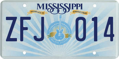 MS license plate ZFJ014