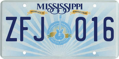 MS license plate ZFJ016