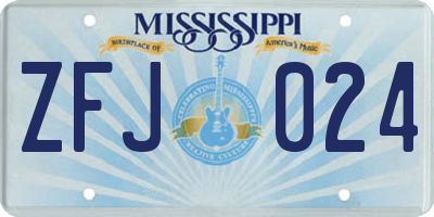 MS license plate ZFJ024