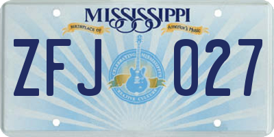 MS license plate ZFJ027