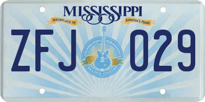 MS license plate ZFJ029