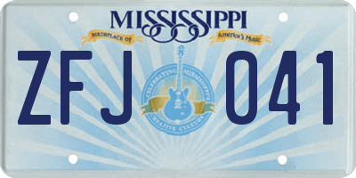 MS license plate ZFJ041