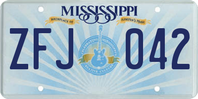 MS license plate ZFJ042